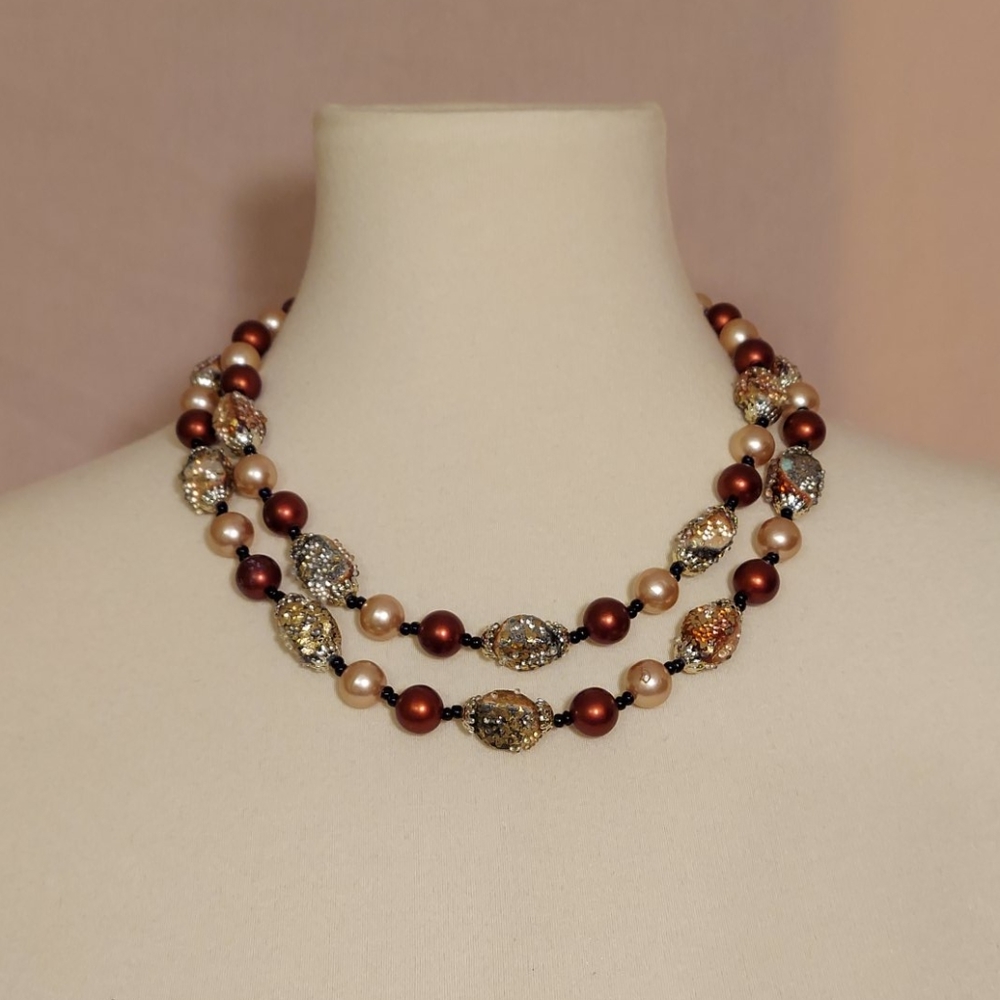 ‼️3 for $20‼️  Vintage Pearl and Bead Double Strand Necklace